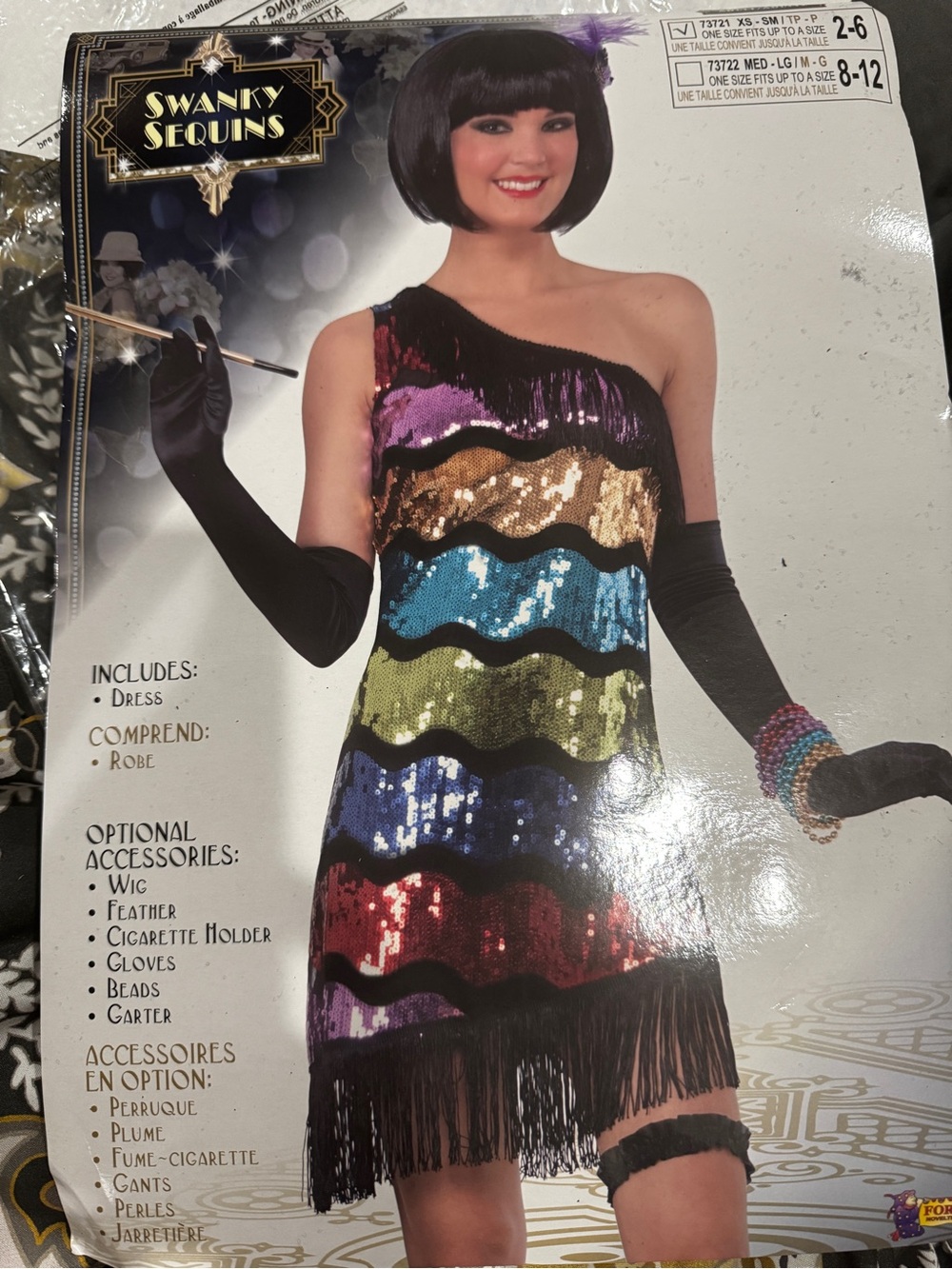 Women's One-Shoulder Multicolor Sequin Flapper Dress